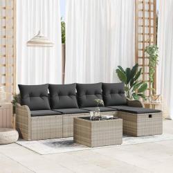 Ensemble de canap&eacute; de jardin 6 pcs Gris clair Poly rotin