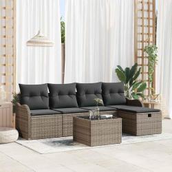 Ensemble de canap&eacute; de jardin avec coussin 6 pcs Gris Poly rotin