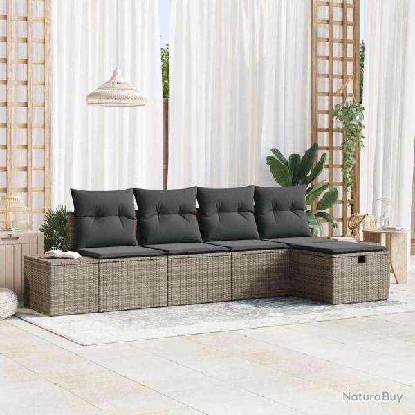 Ensemble de Canap�s avec coussin 5 pcs polyrotin