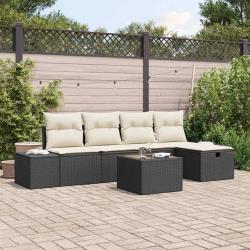 Ensemble de Canap&eacute;s avec coussin 6 pcs polyrotin