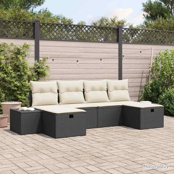 Ensemble de canap� de jardin avec coussin 6 pcs polyrotin