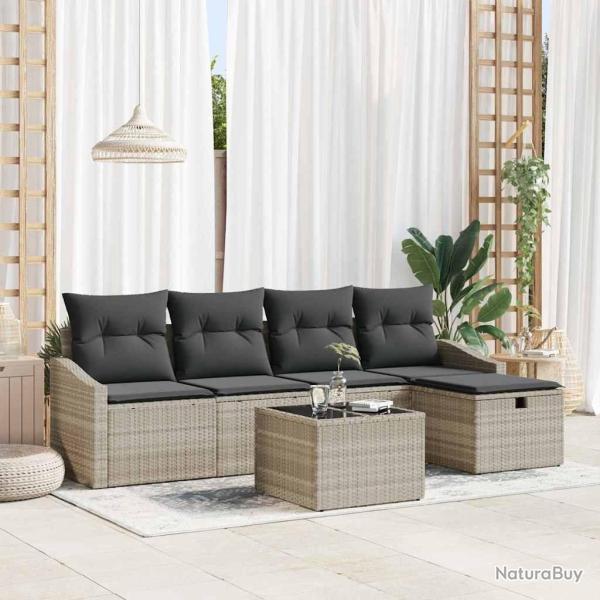 Ensemble de Canap�s avec coussin 6 pcs polyrotin