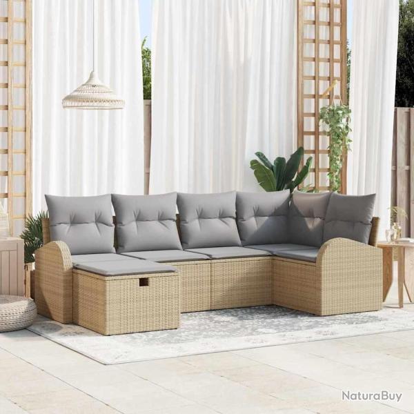 Ensemble de canap� de jardin 6 pcs Beige Poly rotin