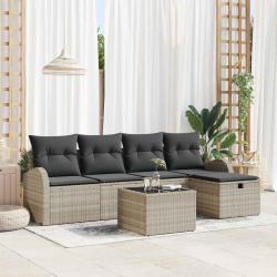 Ensemble de canap&eacute; de jardin 6 pcs Gris clair Poly rotin