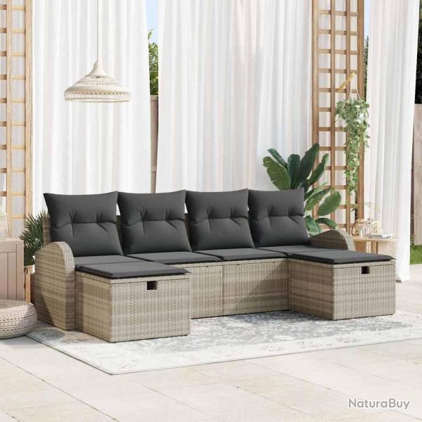 Ensemble de canap� de jardin 6 pcs Gris clair polyrotin