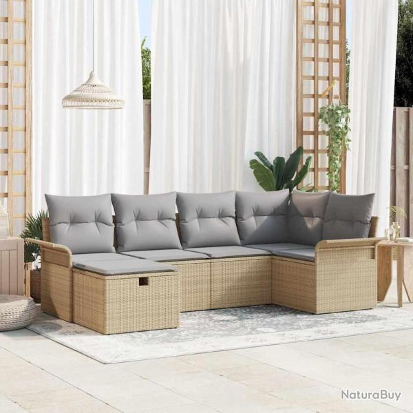 Ensemble de canap� de jardin avec coussin 6 pcs Poly rotin