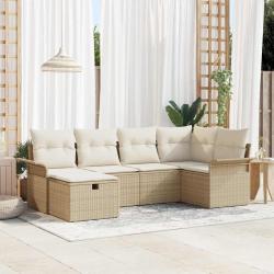 Ensemble de canap&eacute; de jardin avec coussin 6 pcs Poly rotin