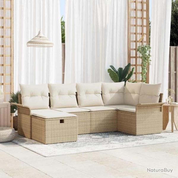 Ensemble de canap� de jardin avec coussin 6 pcs Poly rotin