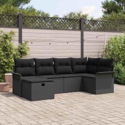 Ensemble de canap&eacute; de jardin avec coussin 6 pcs Poly rotin