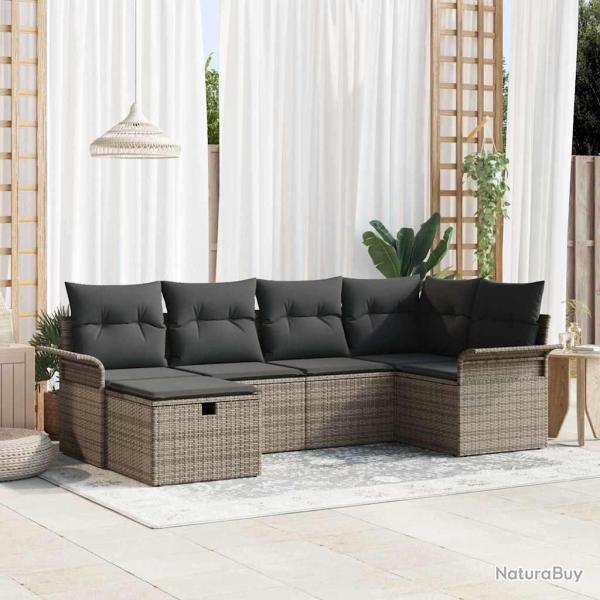 Ensemble de canap� de jardin avec coussin 6 pcs Poly rotin