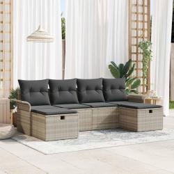 Ensemble de canap&eacute; de jardin 6 pcs Gris clair Poly rotin