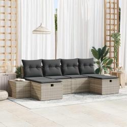 Ensemble de canap&eacute; de jardin 6 pcs Gris clair polyrotin