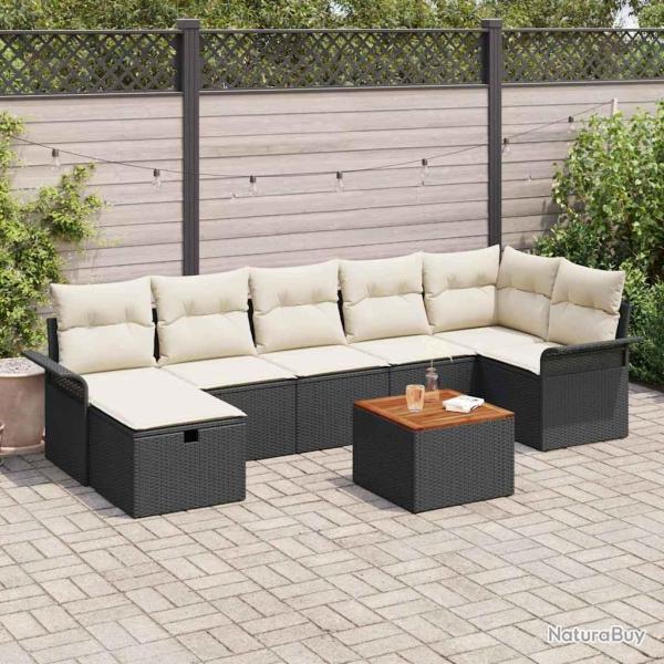 Ensemble de canap� de jardin avec coussin 8 pcs Noir polyrotin
