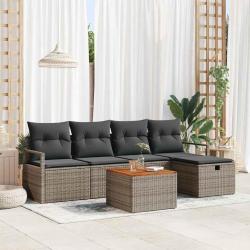 Ensemble de canap&eacute; de jardin avec coussin 6 pcs Gris polyrotin