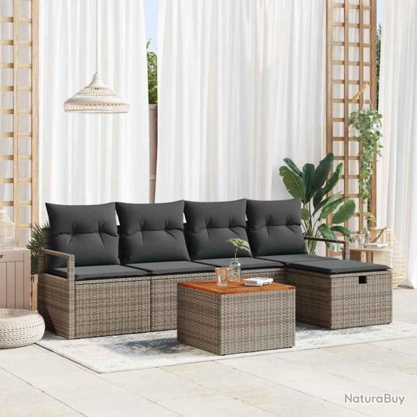 Ensemble de canap� de jardin avec coussin 6 pcs Gris polyrotin