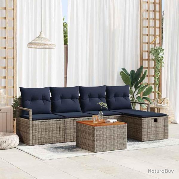 Ensemble de canap� de jardin avec coussin 6 pcs Gris polyrotin