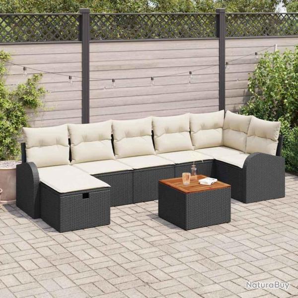 Ensemble de canap� de jardin avec coussin 8 pcs Noir polyrotin
