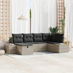 Ensemble de canap&eacute; de jardin 6 pcs Gris clair polyrotin