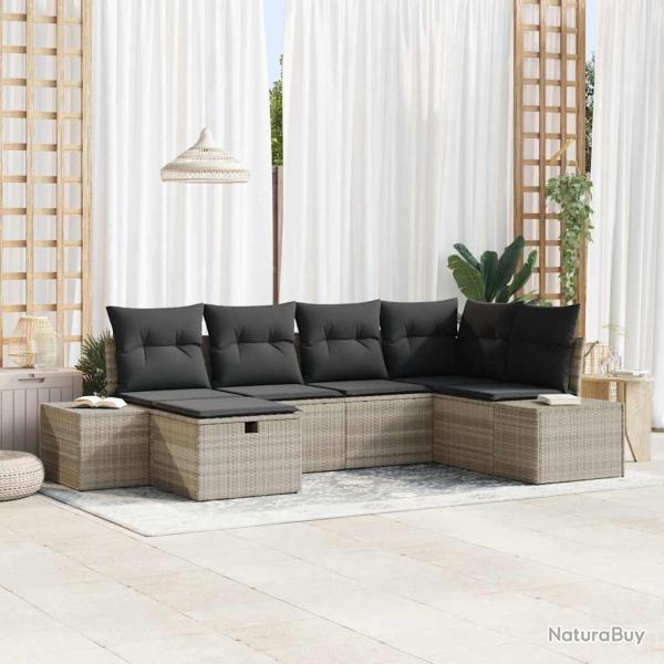 Ensemble de canap� de jardin 6 pcs Gris clair polyrotin