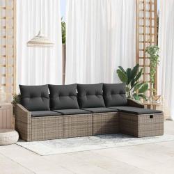 Ensemble de Canap&eacute;s avec coussin 6 pcs polyrotin