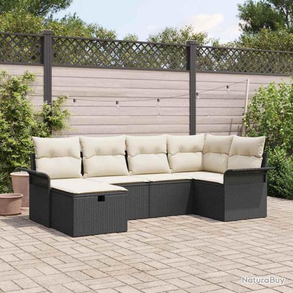 Ensemble de canap� de jardin avec coussin 6 pcs Poly rotin