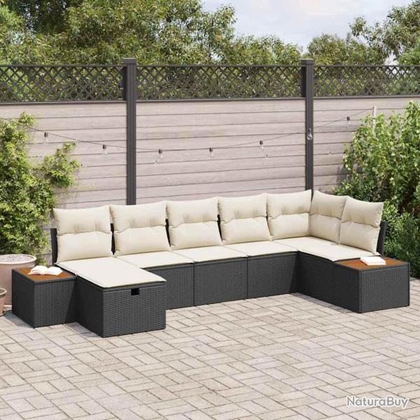 Ensemble de canap� de jardin avec coussin 8 pcs Noir polyrotin
