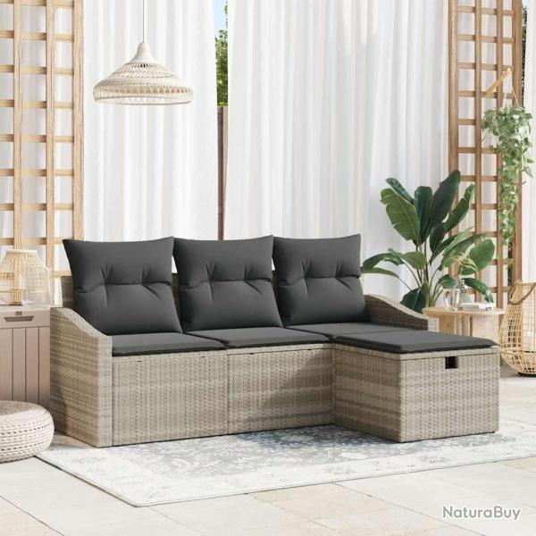 Ensemble de Canap�s avec coussin 4 pcs polyrotin
