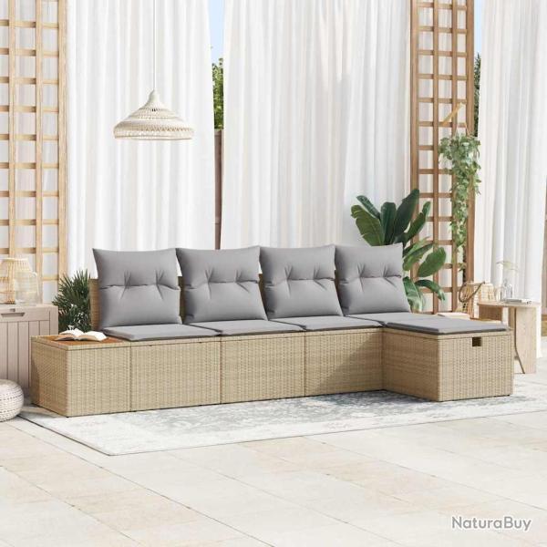 Ensemble de canap� de jardin avec coussin 5 pcs Beige polyrotin