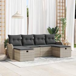 Ensemble de canap&eacute; de jardin 6 pcs Gris clair Poly rotin