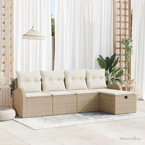 Ensemble de canap� de jardin 5 pcs Beige Poly rotin