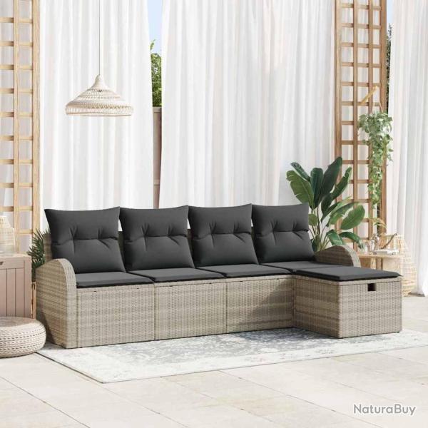 Ensemble de canap� de jardin 5 pcs Gris clair Poly rotin
