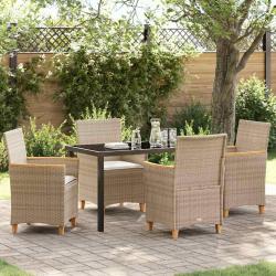 Ensemble de salle &agrave; manger pour jardin 5 pcs Beige polyrotin