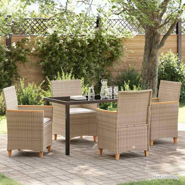Ensemble de salle � manger pour jardin 5 pcs Beige polyrotin