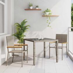 Ensemble de salle &agrave; manger pour jardin 3 pcs Gris polyrotin