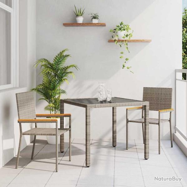 Ensemble de salle � manger pour jardin 3 pcs Gris polyrotin