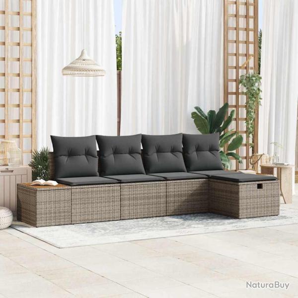 Ensemble de canap� de jardin 5 pcs Gris Poly rotin