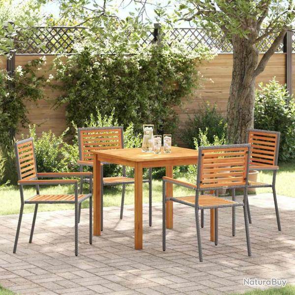 Ensemble de salle � manger pour jardin 5 pcs Gris