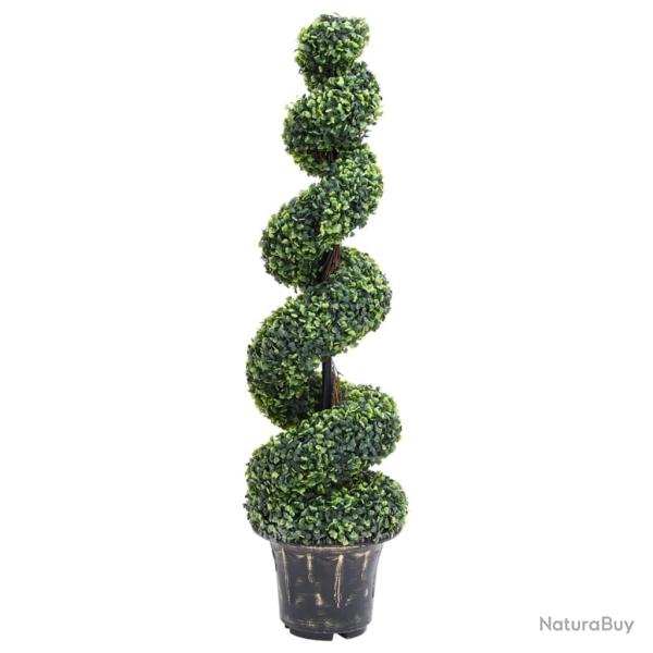Plante de buis artificiel en spirale avec pot Vert 117 cm