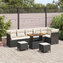 Ensemble de canap&eacute; de jardin 9 pcs Noir polyrotin