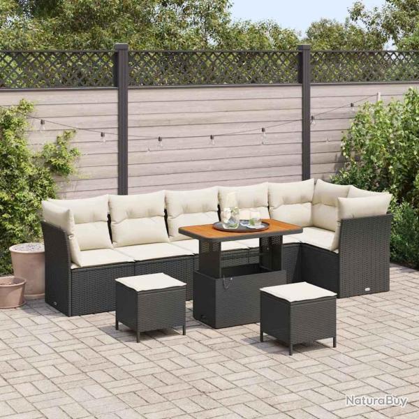 Ensemble de canap� de jardin 9 pcs Noir polyrotin
