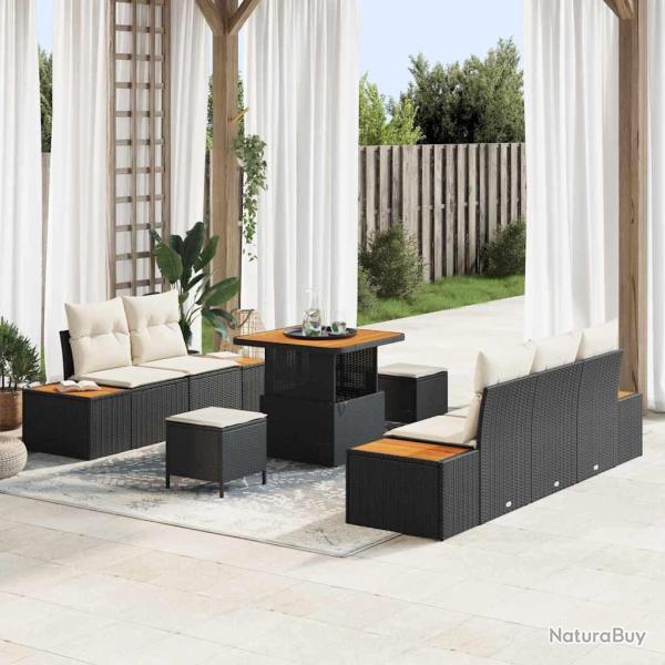 Ensemble de canap� de jardin 8 pcs Noir polyrotin