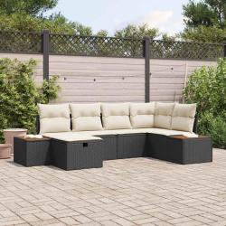 Ensemble de canap&eacute; de jardin avec coussin Noir polyrotin