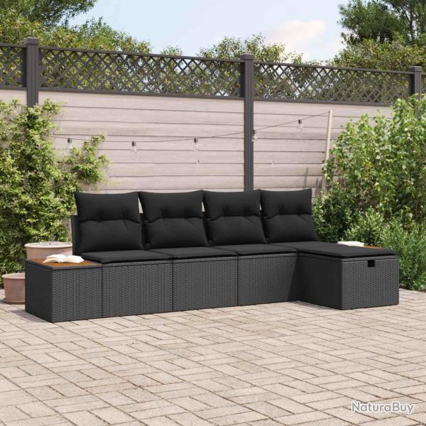 Ensemble de canap� de jardin 5 pcs Noir Poly rotin