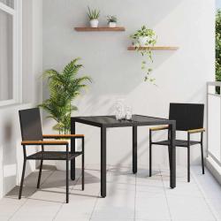 Ensemble de salle &agrave; manger pour jardin 3 pcs Noir polyrotin