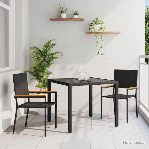Ensemble de salle � manger pour jardin 3 pcs Noir polyrotin