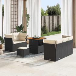 Ensemble de canap&eacute; de jardin 8 pcs Noir polyrotin