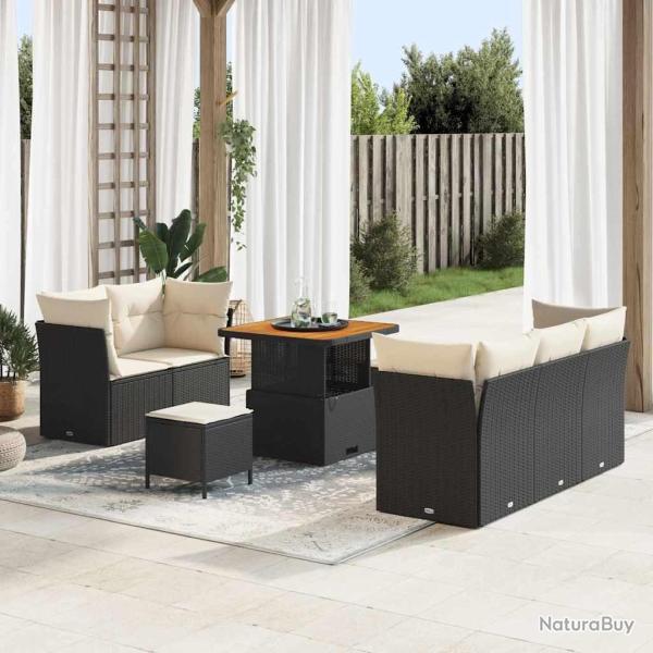 Ensemble de canap� de jardin 8 pcs Noir polyrotin