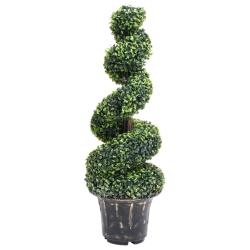 Plante de buis artificiel en spirale avec pot Vert 100 cm