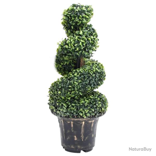 Plante de buis artificiel en spirale avec pot Vert 89 cm