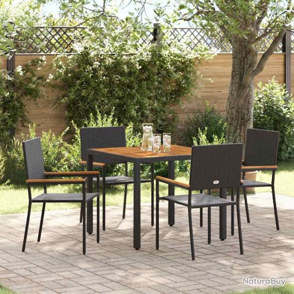 Ensemble de salle � manger pour jardin 5 pcs Noir polyrotin
